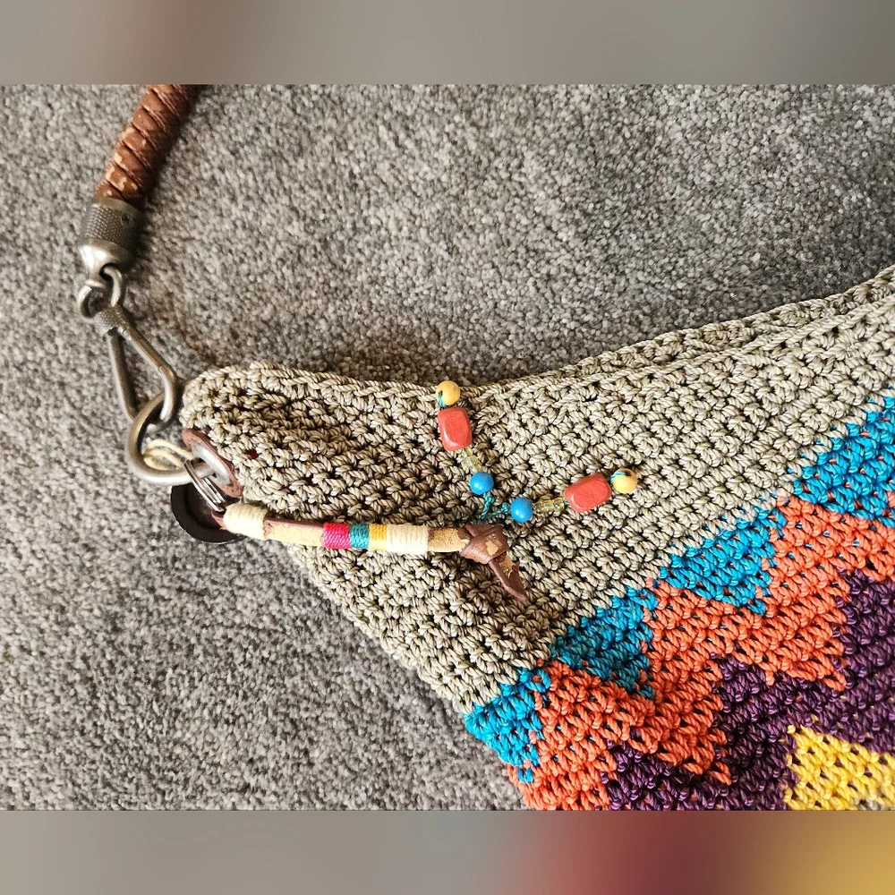 The SAK Bennett‎ Crochet  Monterey Stripe Shoulder Bag Boho Festival Retro